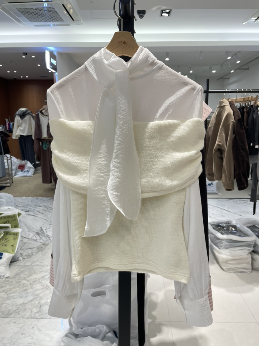 MUSK韓國代購女士新品推薦時尚人氣真品熱賣休閑襯衫蕾絲衫MUSK襯衫/蕾絲衫圖色2