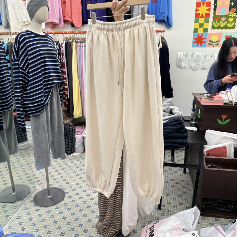 TOLL東大門代購女裝新款休閑真品熱賣推薦時尚休閑褲加絨TOLL休閑褲圖色2奶油色