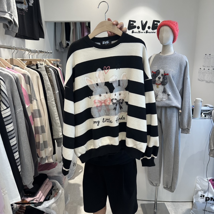 EVE韓國直郵女裝新品時尚真品休閑人氣熱賣推薦衛衣加絨兔子EVE衛衣圖色3