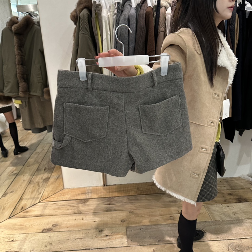 CREAM VILLA韓國直郵女裝新款時尚短褲人字紋CREAM VILLA短褲