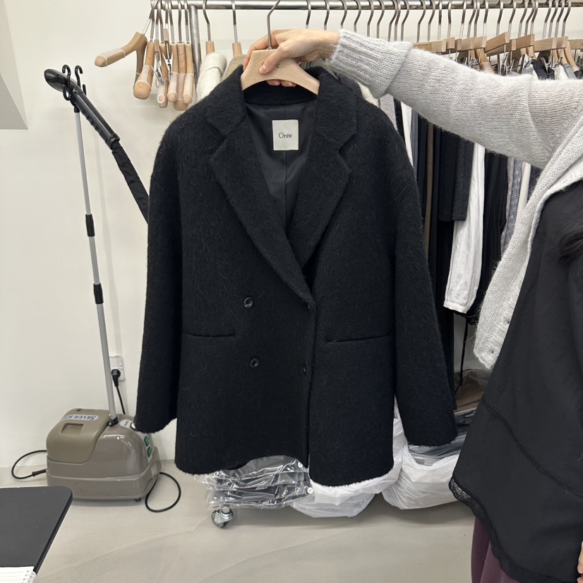 OREE東大門實拍女士新品時尚推薦休閑職業短款大衣手工雙層Oree短款大衣圖色3