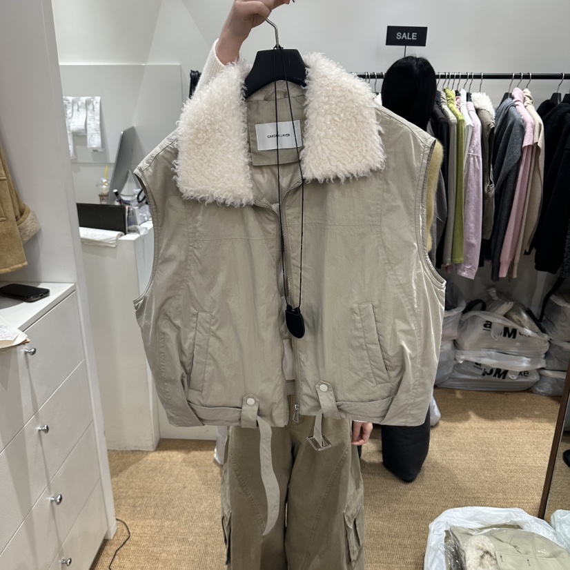 GARDEN LAYER東大門直郵女裝新品時尚熱賣馬甲真羊皮鵝絨GARDEN LAYER馬甲圖色1