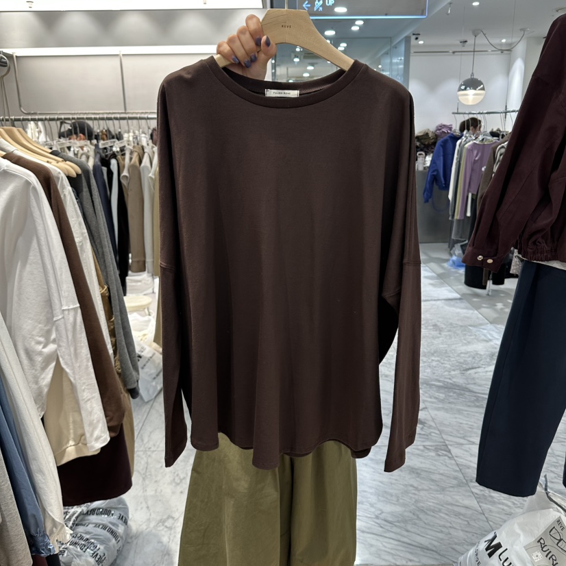 REVE-L韓國直郵女裝新品推薦休閑熱賣時尚人氣真品長袖T恤REVE-L長袖T恤圖色2咖色