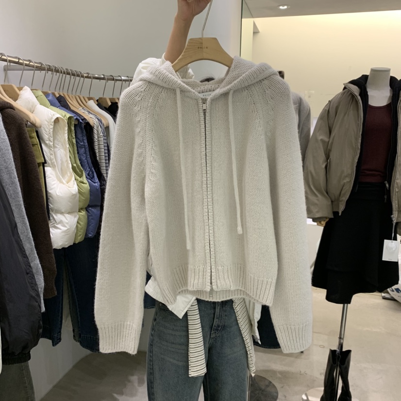 PHILO東大門實拍女士新品真品推薦人氣開衫連帽針織衫羊駝毛PHILO開衫圖色2