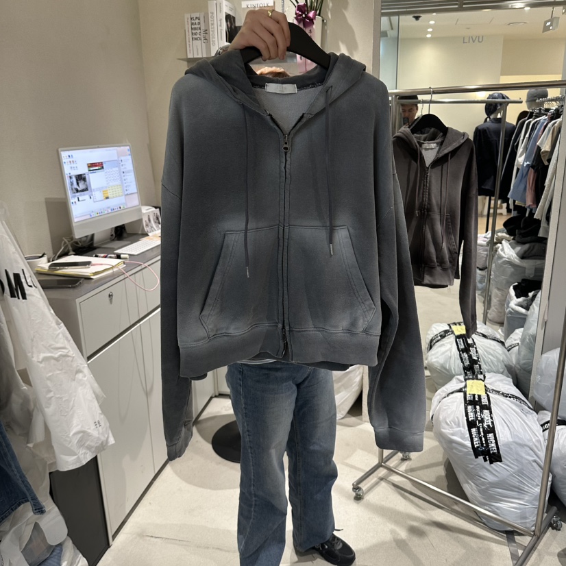LIVU/MEMO CLASSIC東大門代購女士新品推薦衛衣拉鏈連帽衫復古LIVU/MEMO CLASSIC衛衣圖色1灰色