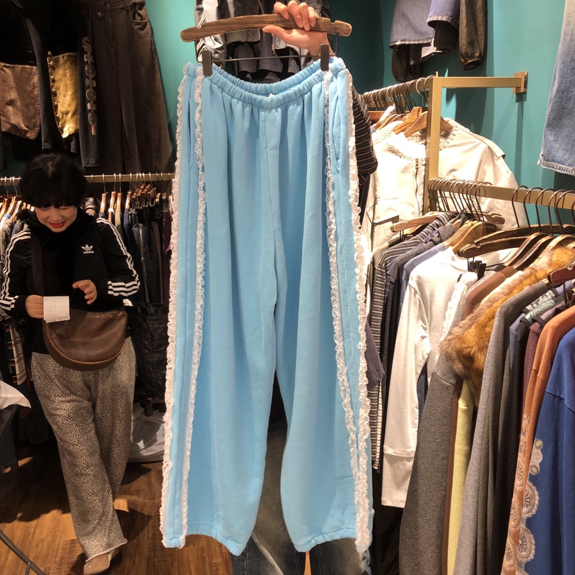 MERCI LINDA東大門代購女士新品熱賣休閑褲加絨蕾絲絲絨MERCI LINDA休閑褲圖色2
