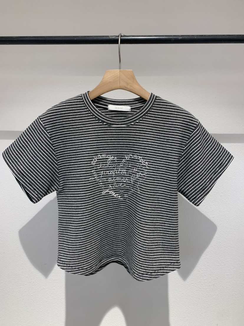IR BIEN/BIENBIEN韓國直郵女士新品推薦熱賣T恤刺繡條紋ir bien/bienbienT恤圖色1