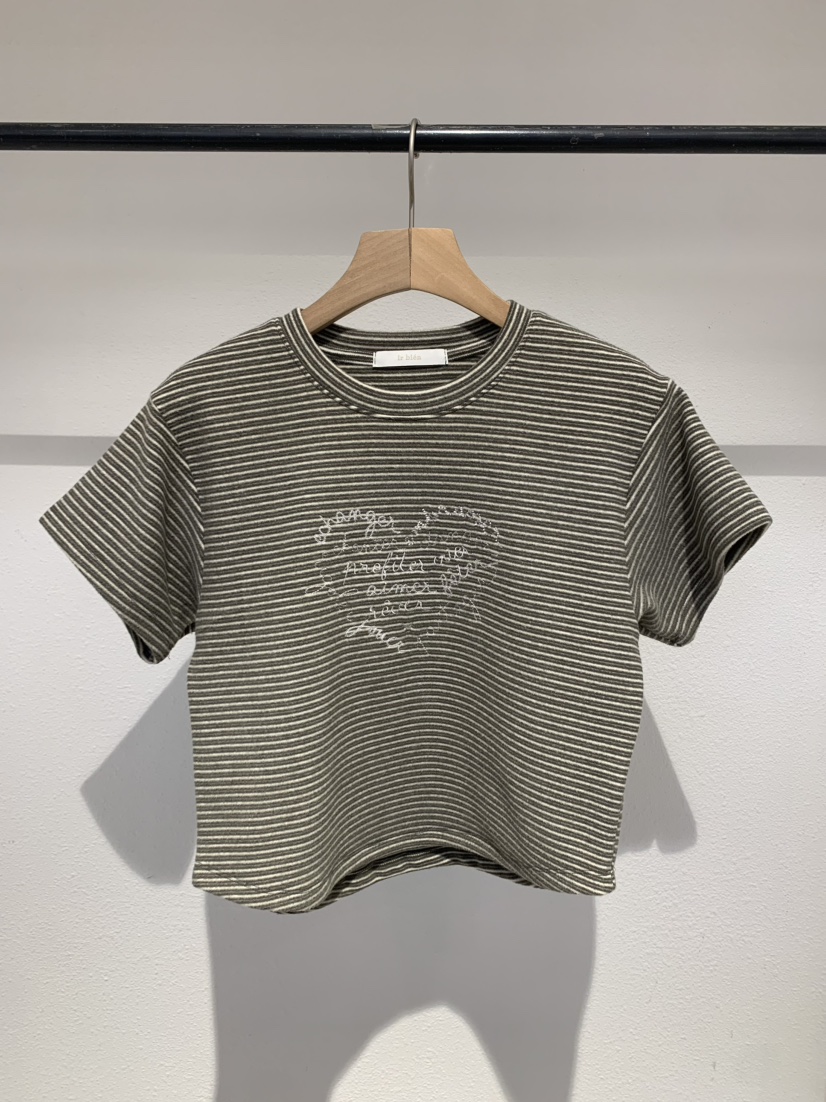 IR BIEN/BIENBIEN韓國直郵女士新品推薦熱賣T恤刺繡條紋ir bien/bienbienT恤圖色2