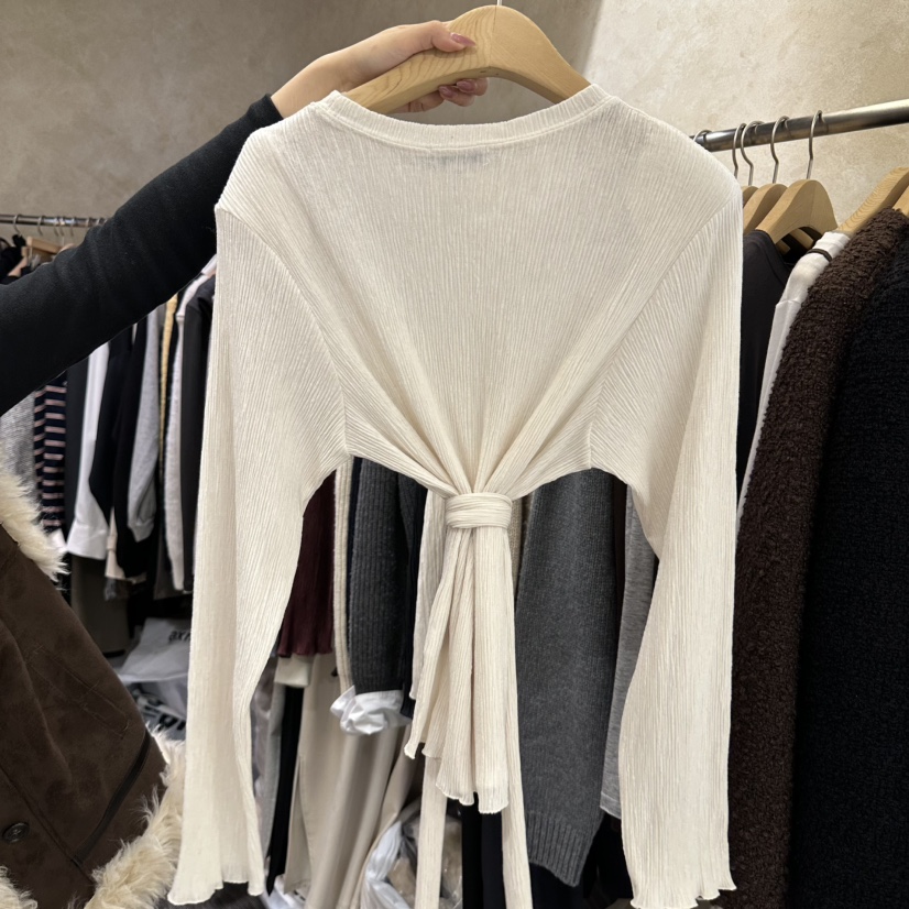 VINTAGE VIBE東大門代購女士新品休閑時尚長袖T恤含脖帶VINTAGE VIBE長袖T恤