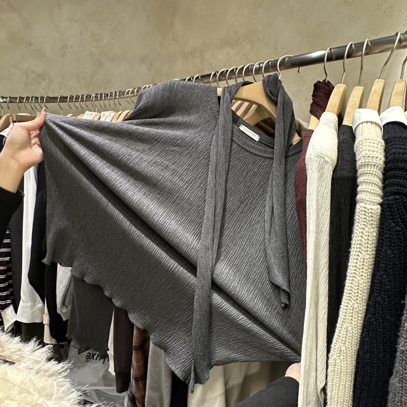 VINTAGE VIBE東大門代購女士新品休閑時尚長袖T恤含脖帶VINTAGE VIBE長袖T恤