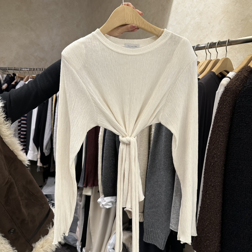 VINTAGE VIBE東大門代購女士新品休閑時尚長袖T恤含脖帶VINTAGE VIBE長袖T恤圖色1
