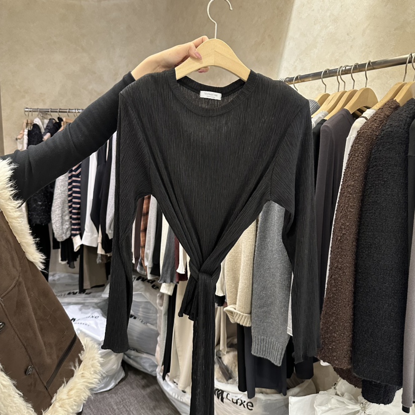 VINTAGE VIBE東大門代購女士新品休閑時尚長袖T恤含脖帶VINTAGE VIBE長袖T恤圖色2