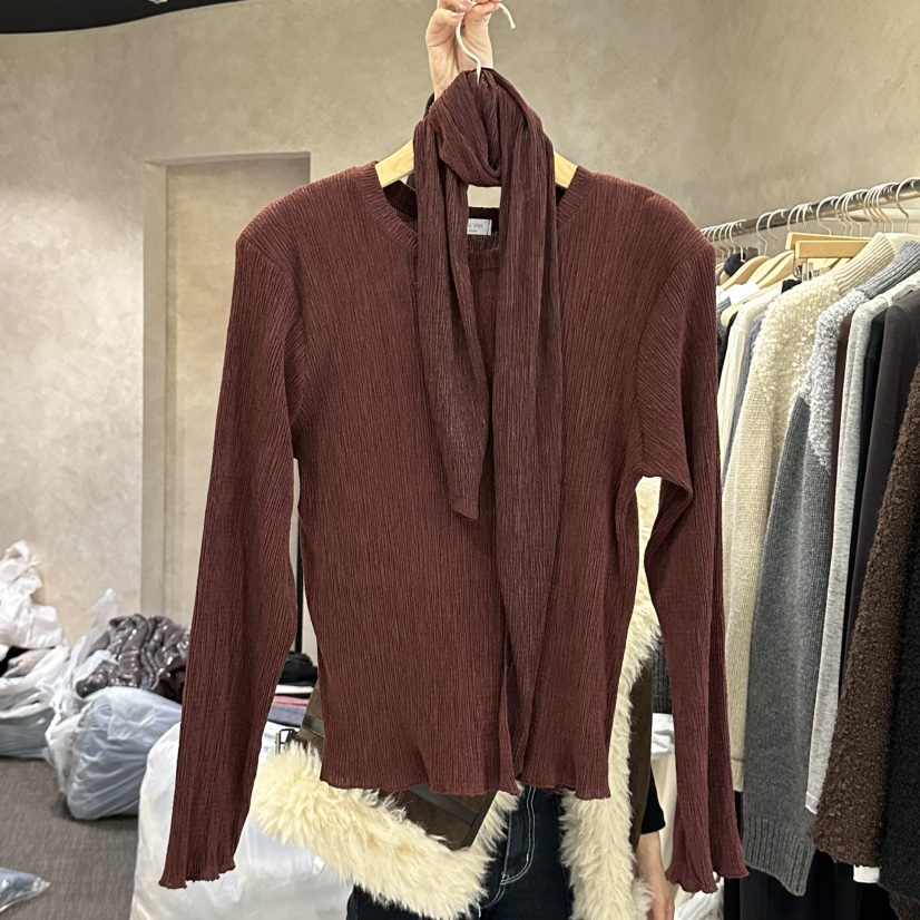 VINTAGE VIBE東大門代購女士新品休閑時尚長袖T恤含脖帶VINTAGE VIBE長袖T恤圖色3