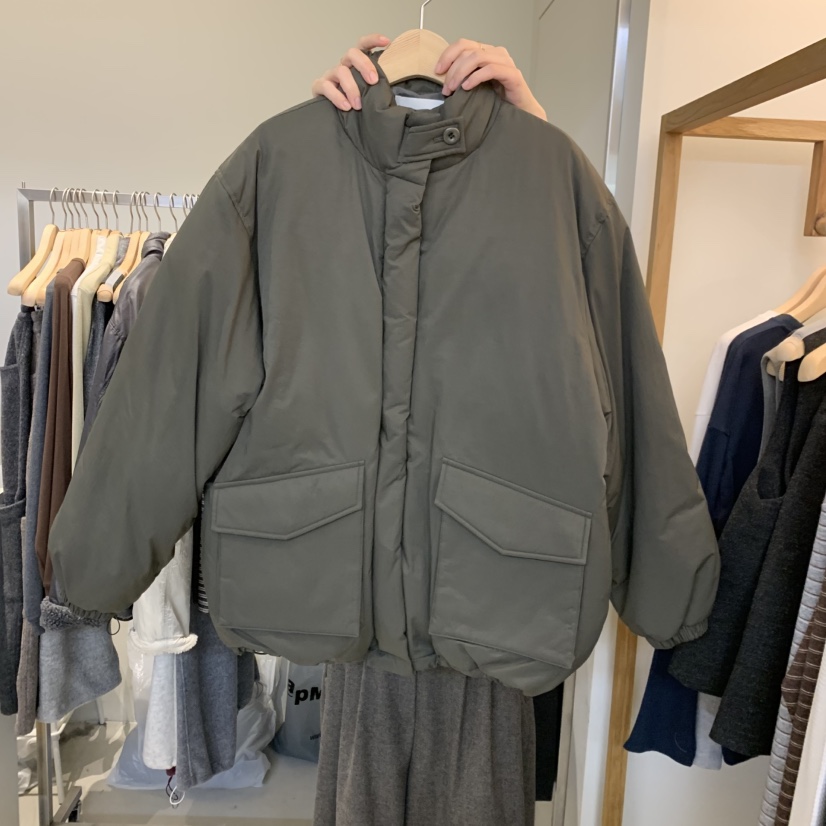 OUTRENE韓國直郵女裝新款職業熱賣短款羽絨服口袋加厚鴨絨OUTRENE短款羽絨服圖色3卡其