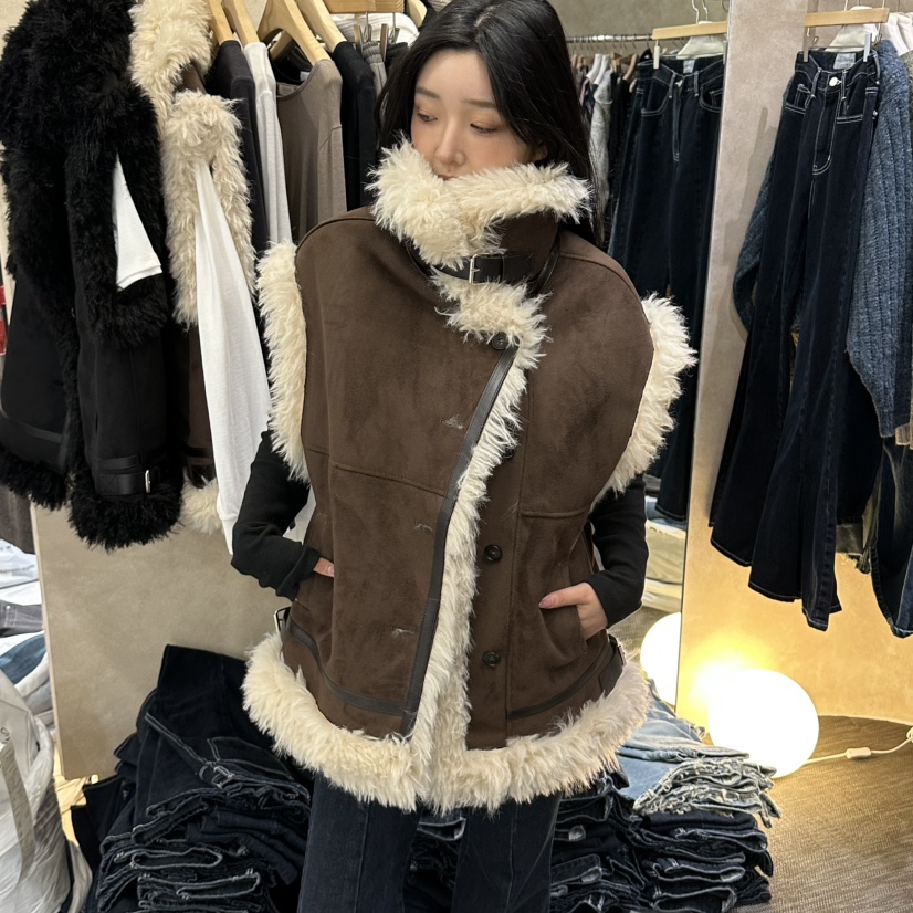 VINTAGE VIBE東大門直郵女士新款職業熱賣休閑馬甲羊皮絨VINTAGE VIBE馬甲