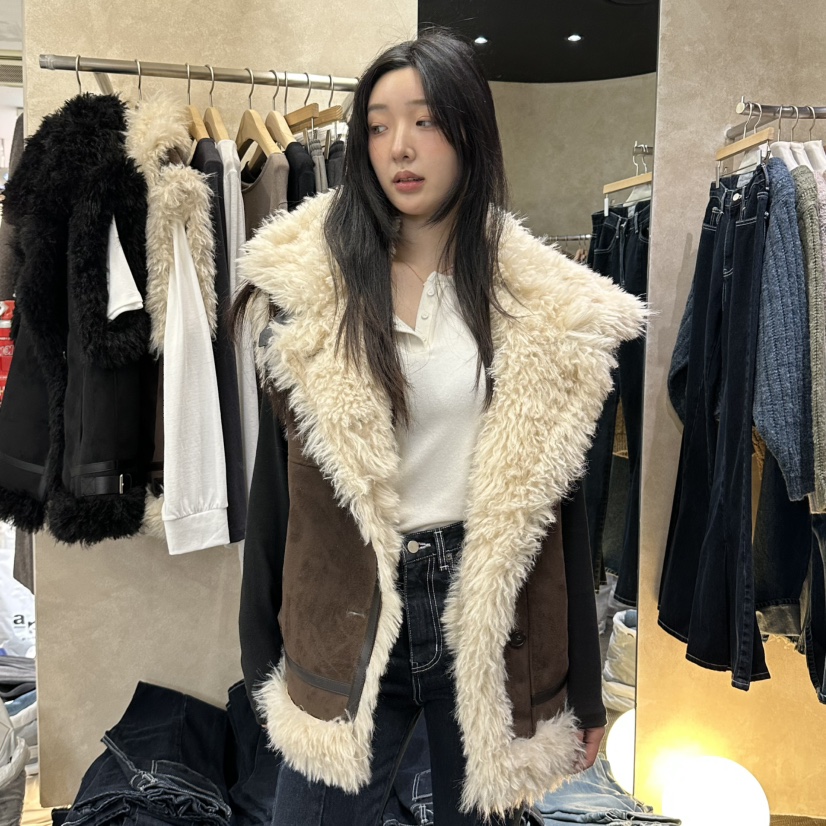 VINTAGE VIBE東大門直郵女士新款職業熱賣休閑馬甲羊皮絨VINTAGE VIBE馬甲圖色1