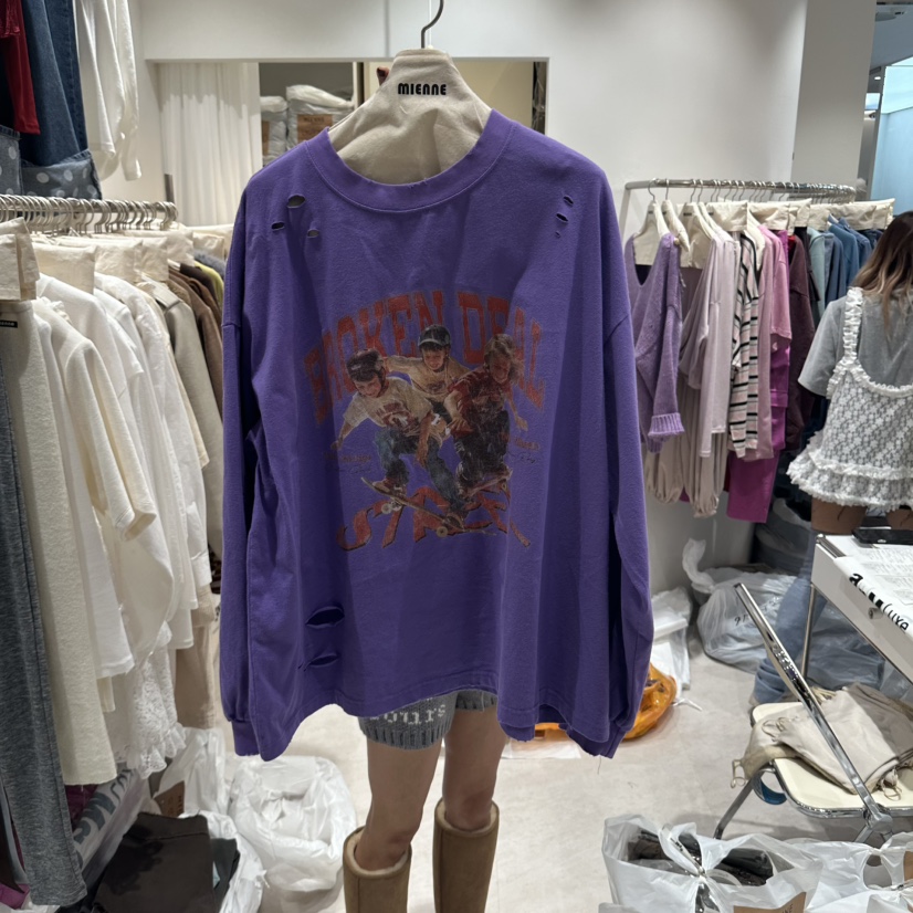 MIENNE東大門直郵女士新品真品休閑時尚職業人氣熱賣長袖T恤MIENNE長袖T恤圖色3