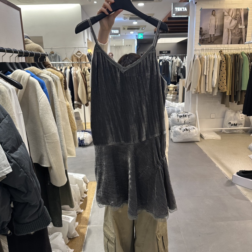 GARDEN LAYER東大門代購女裝新款休閑連衣裙蕾絲絲絨無袖GARDEN LAYER連衣裙圖色2