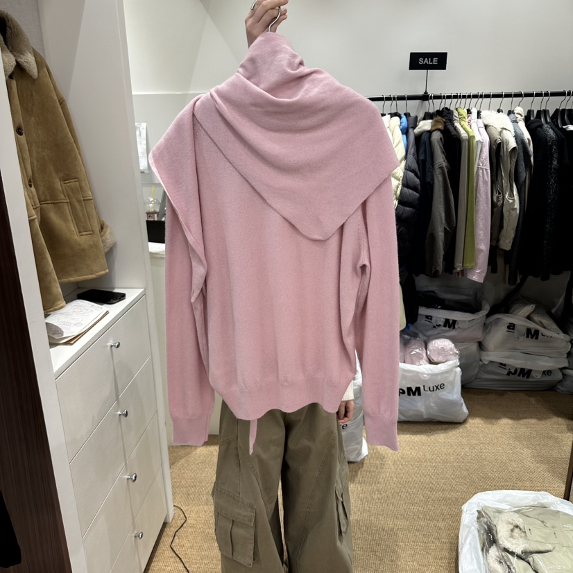 GARDEN LAYER韓國直郵女裝新品熱賣針織衫含圍巾披肩柔軟GARDEN LAYER針織衫
