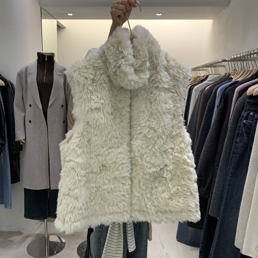 PHILO東大門直郵女士新品時尚熱賣職業馬甲兩面穿毛皮雙面PHILO馬甲圖色1奶白