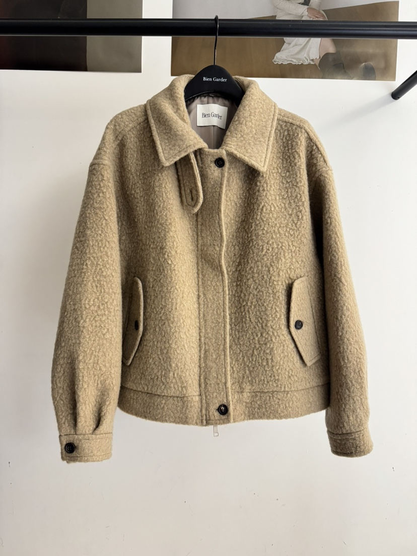 BIEN GARDER東大門實拍女裝新品人氣短款大衣毛領可拆可拆卸BIEN GARDER短款大衣