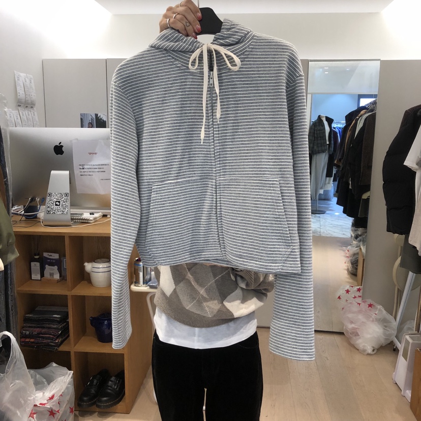 THE STARDUST韓國直郵女士新品時尚推薦衛衣拉鏈連帽衫條紋THE STARDUST衛衣圖色2