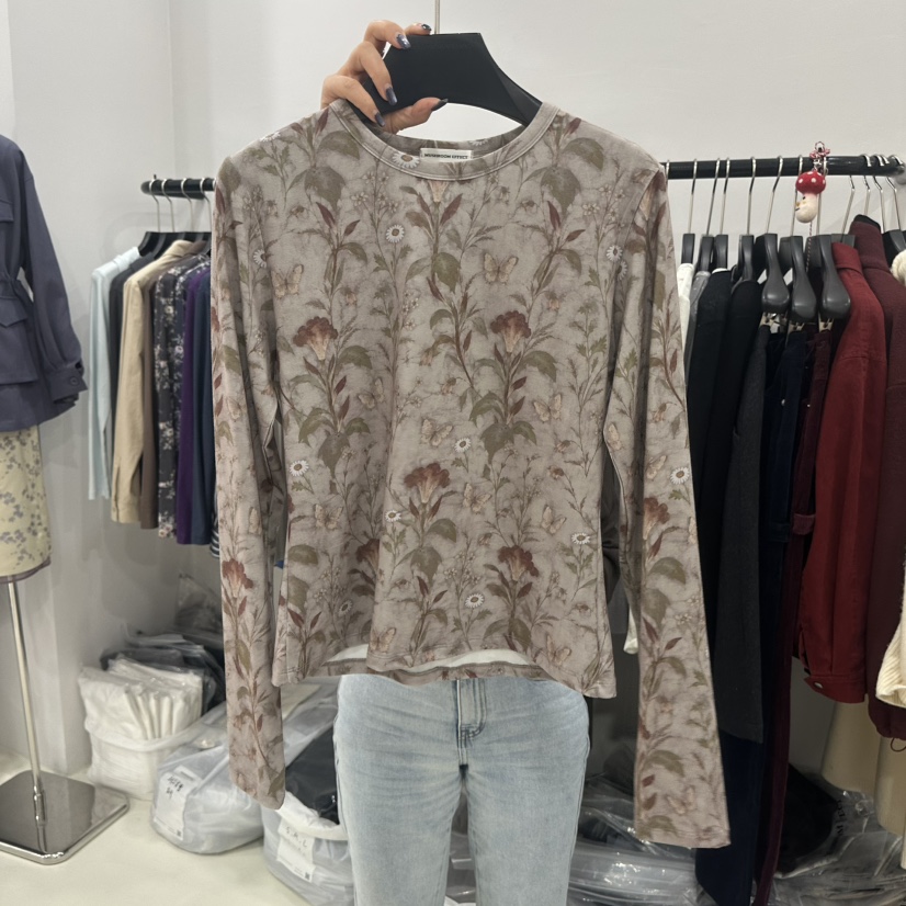 MUSHROOM EFFECT韓國直郵女裝新品真品時尚人氣熱賣長袖T恤MUSHROOM EFFECT長袖T恤圖色1
