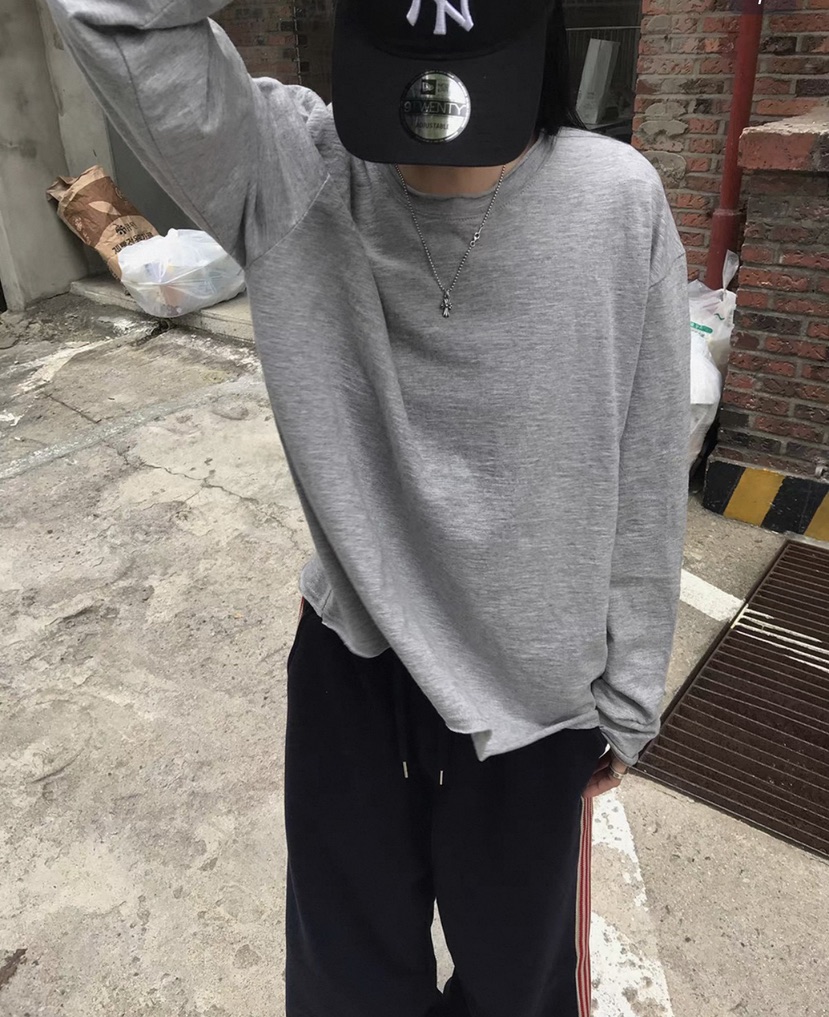 SWAG韓國直郵女裝新款時尚職業熱賣真品推薦休閑人氣長袖T恤SWAG長袖T恤圖色2灰