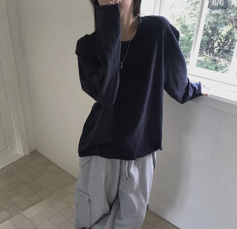 SWAG韓國直郵女裝新款時尚職業熱賣真品推薦休閑人氣長袖T恤SWAG長袖T恤圖色4深藍色