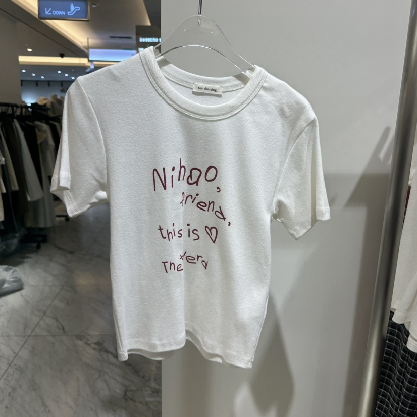 TOPDRESSING東大門實拍女裝新款真品休閑職業人氣T恤印花TOPDRESSINGT恤圖色1紅色字