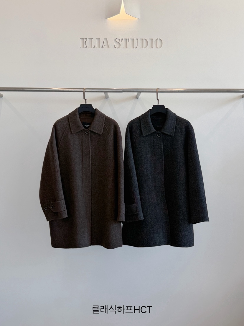ELIA東大門直郵女裝新款推薦休閑人氣中長款大衣手工制作ELIA STUDIO中長款大衣