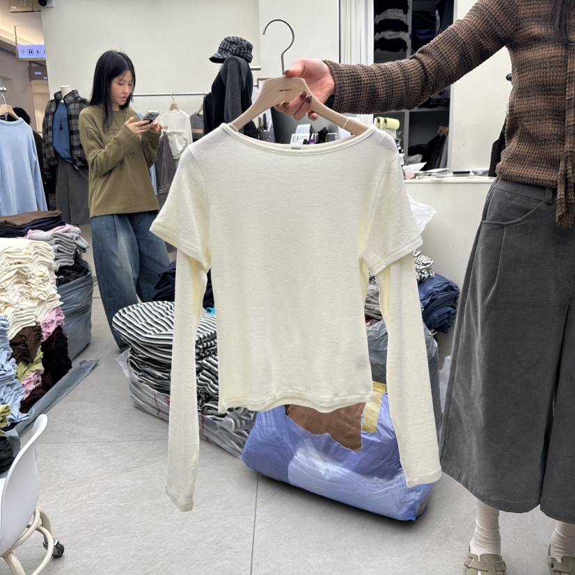 I MFACT東大門代購女裝新品推薦時尚休閑長袖T恤多層保暖I MFACT長袖T恤圖色1