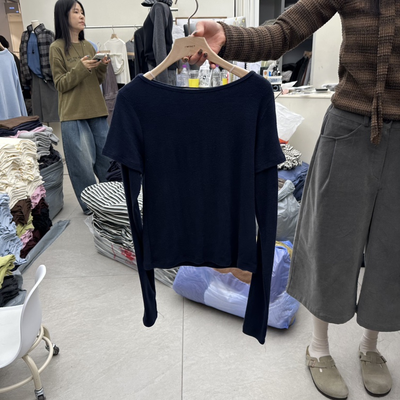 I MFACT東大門代購女裝新品推薦時尚休閑長袖T恤多層保暖I MFACT長袖T恤圖色3藏青色