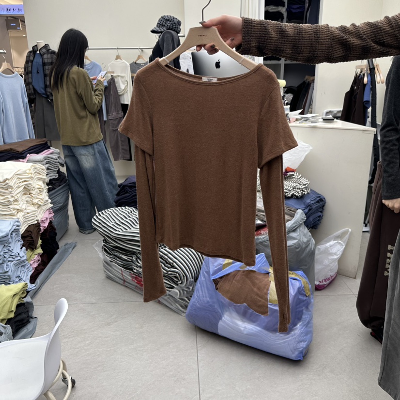 I MFACT東大門代購女裝新品推薦時尚休閑長袖T恤多層保暖I MFACT長袖T恤圖色5
