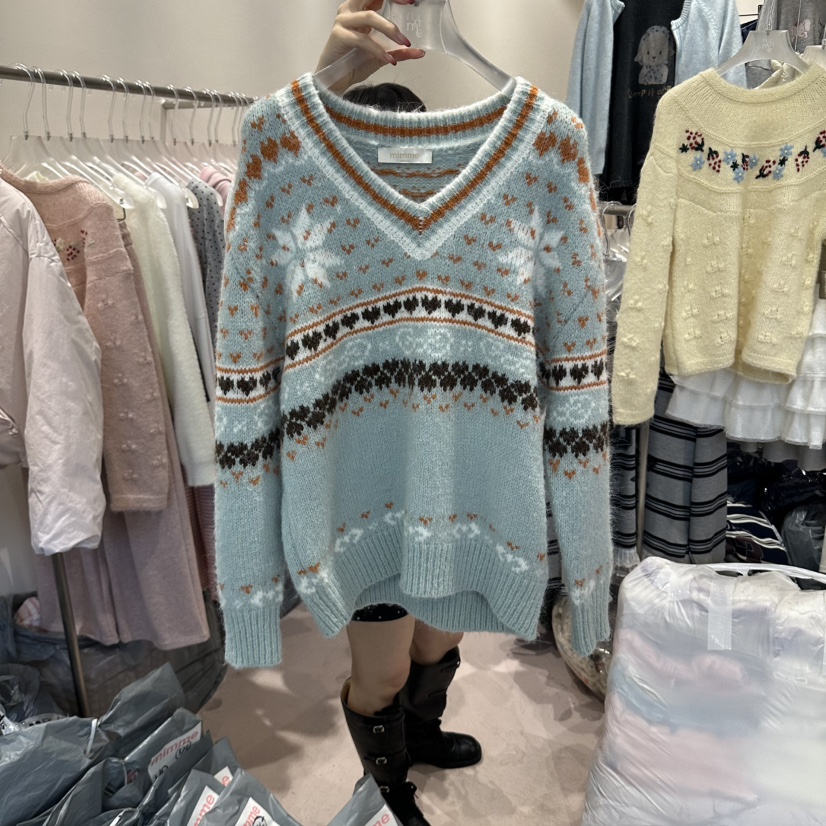 MIMME/LOOKK東大門直郵女裝新款人氣熱賣休閑時尚毛衣V領MIMME/LOOKK毛衣圖色1