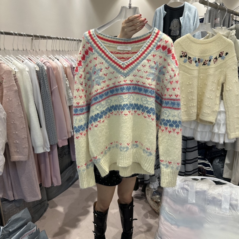 MIMME/LOOKK東大門直郵女裝新款人氣熱賣休閑時尚毛衣V領MIMME/LOOKK毛衣圖色2