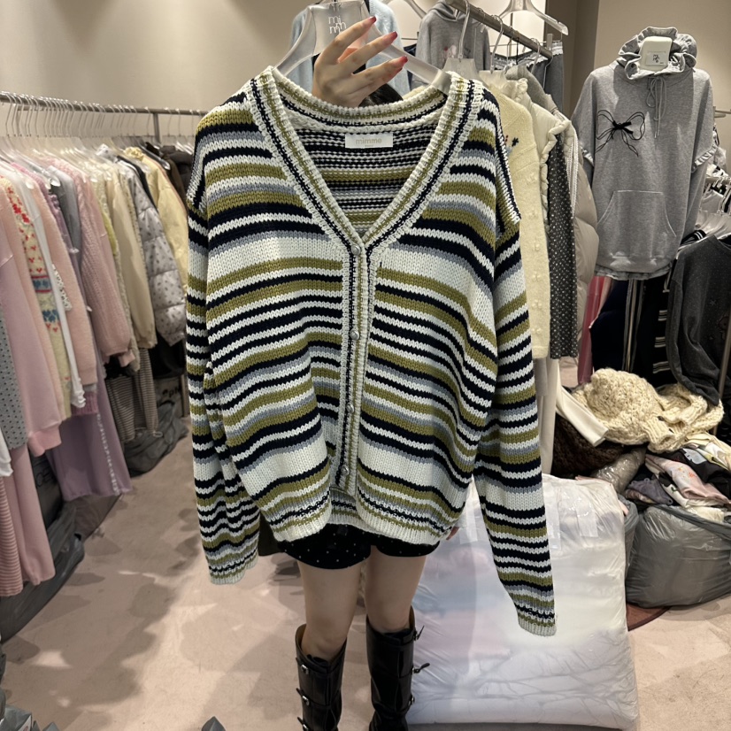 MIMME/LOOKK東大門直郵女裝新品熱賣推薦真品開衫開衫條紋MIMME/LOOKK開衫圖色2