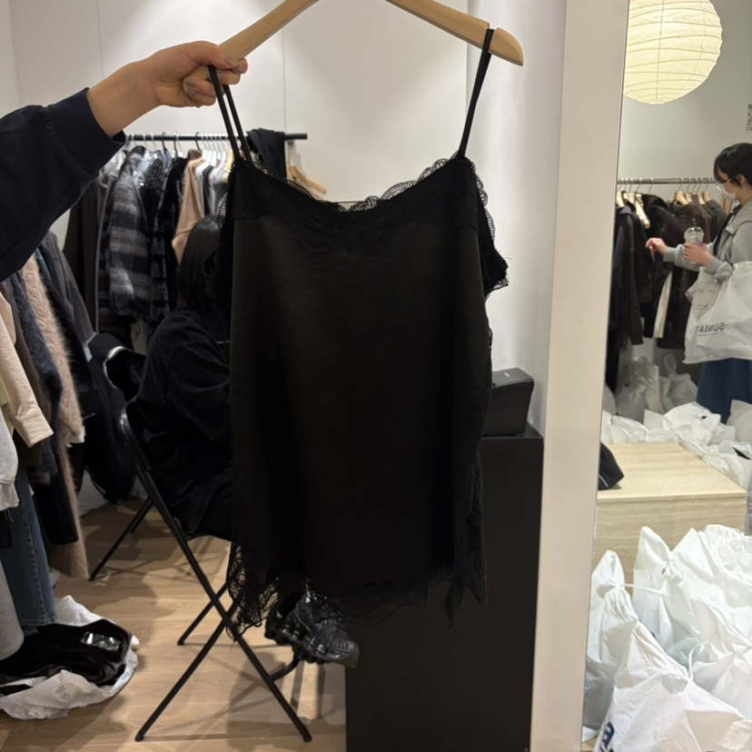 DEMAR韓國代購女士新款熱賣休閑時尚人氣吊帶背心蕾絲無袖DEMAR ATELIER吊帶/背心圖色1黑