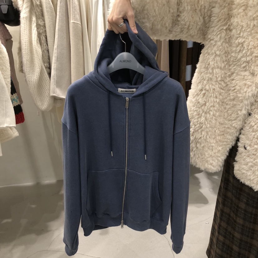 ALMOND東大門實拍女士新品休閑衛衣拉鏈連帽衫連帽衫加絨ALMOND衛衣圖色2藍