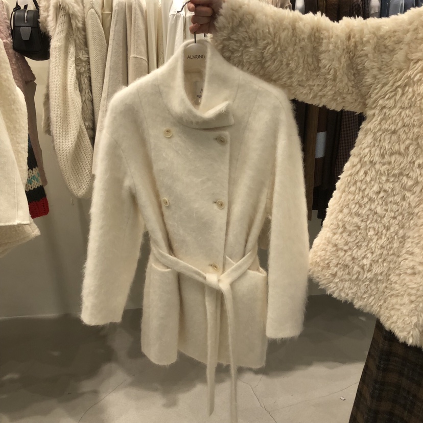 ALMOND東大門代購女士新品人氣推薦真品中長款大衣含腰帶ALMOND中長款大衣圖色1