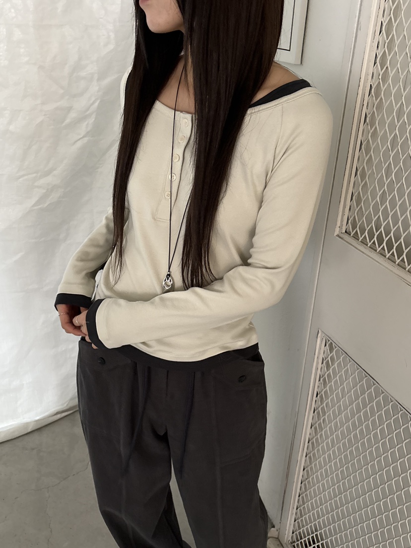 Verbena東大門代購女士新品推薦休閑真品時尚長袖T恤紐扣Verbena長袖T恤