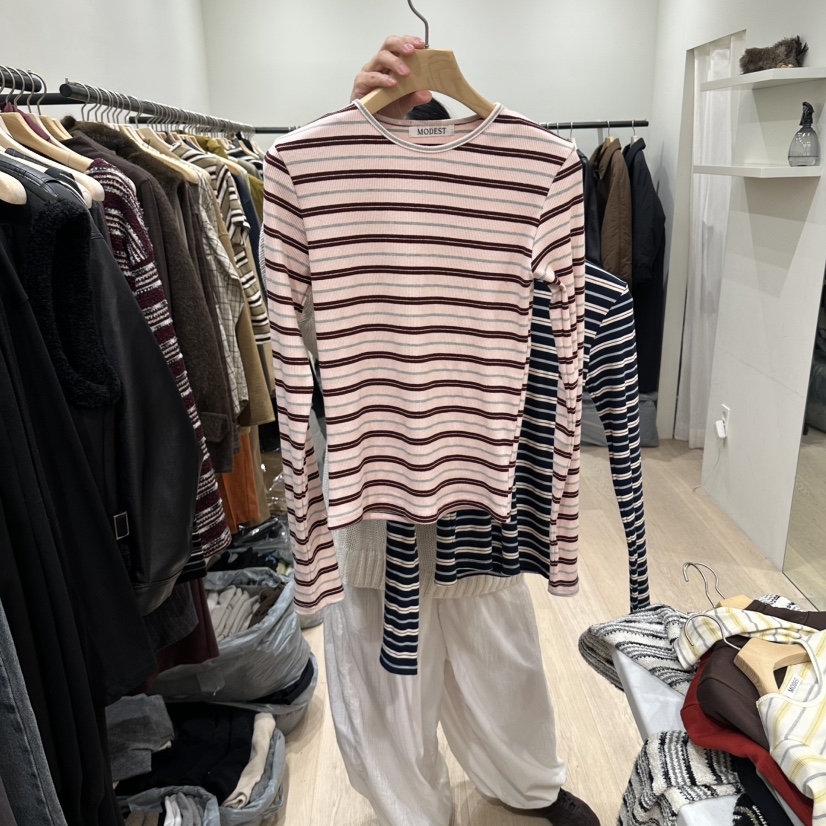 NOTTINGHAM/AVECNOUS/MODEST東大門代購女裝新款熱賣長袖T恤MODEST/NOTTINGHAM長袖T恤圖色1
