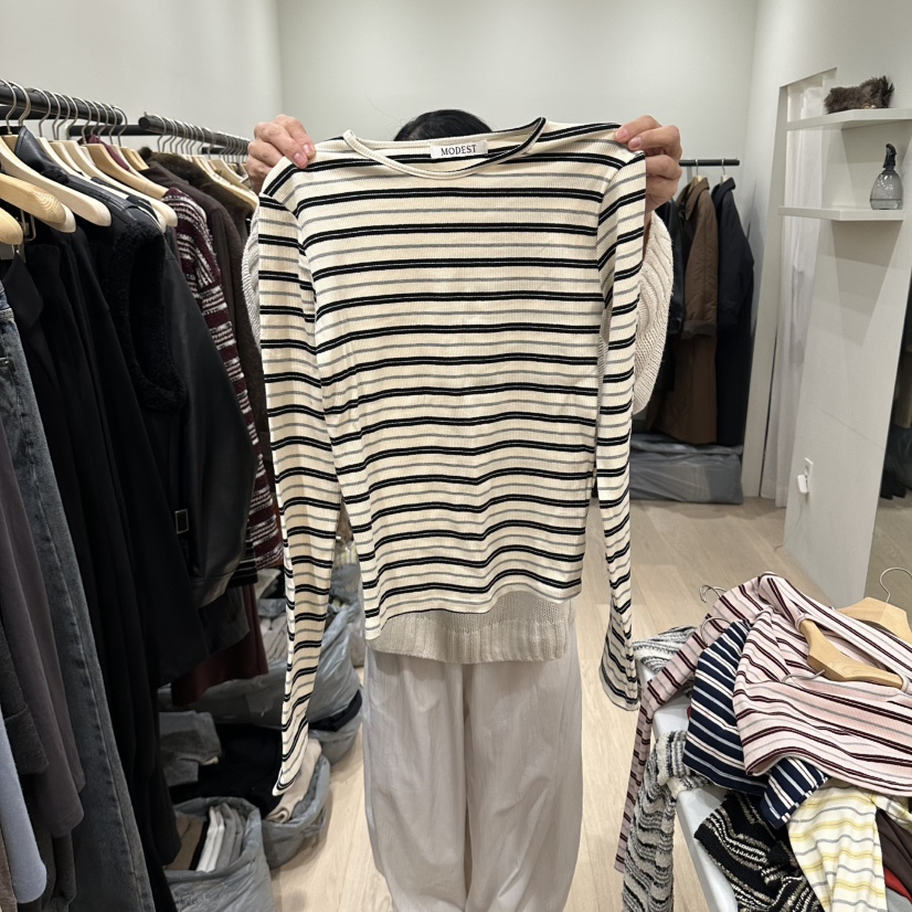 NOTTINGHAM/AVECNOUS/MODEST東大門代購女裝新款熱賣長袖T恤MODEST/NOTTINGHAM長袖T恤圖色4