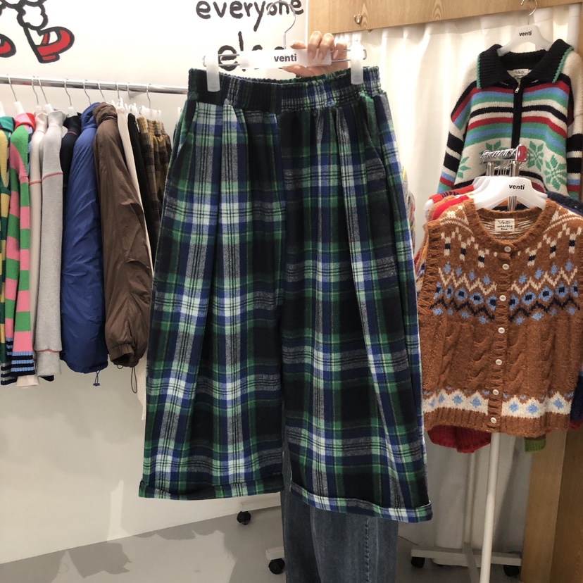 VENTI東大門直郵女士新款真品推薦熱賣時尚休閑褲羊毛褲格紋VENTI休閑褲圖色2