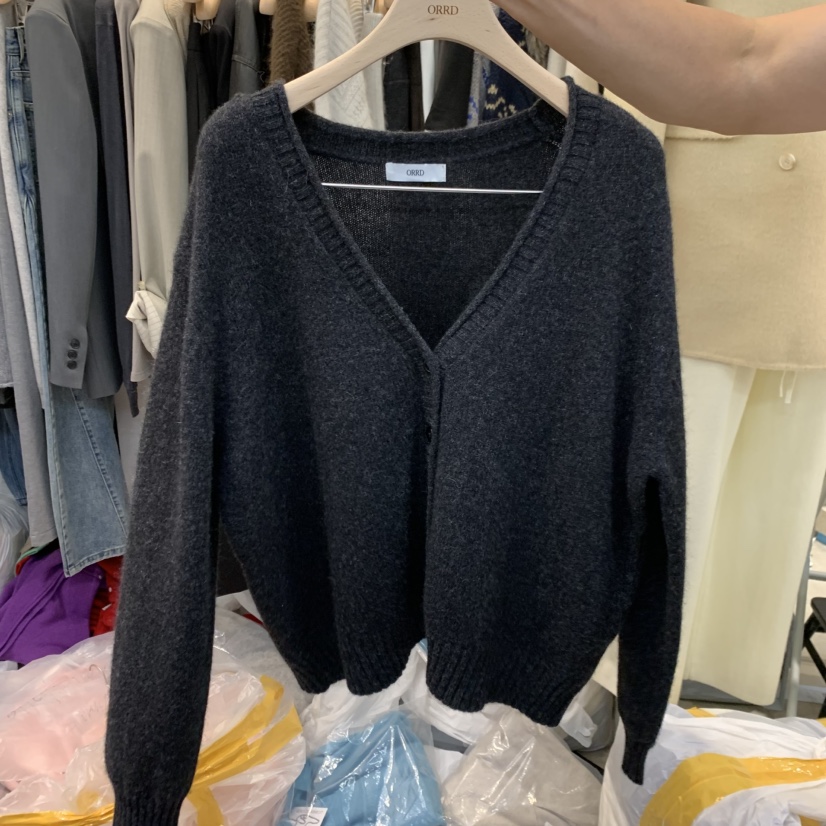ORRD東大門實拍女裝新款時尚休閑真品熱賣開衫V領羊絨開衫ORRD開衫圖色2墨