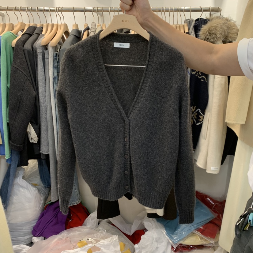 ORRD東大門實拍女裝新款時尚休閑真品熱賣開衫V領羊絨開衫ORRD開衫圖色3灰