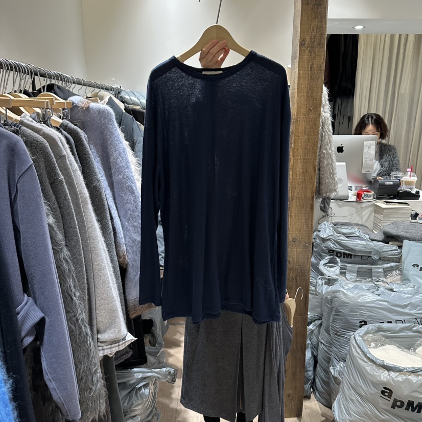 BRUNI/RICOTTA東大門直郵女士新品時尚熱賣推薦休閑長袖T恤BRUNI/RICOTTA長袖T恤圖色3深藍色