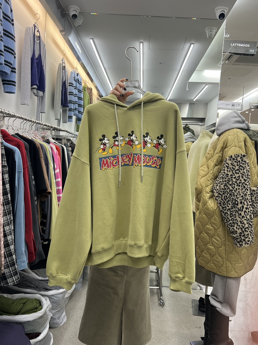 LATTEMOOD韓國代購女士新品休閑真品衛衣連帽衫米奇保暖雙層LATTEMOOD衛衣圖色1