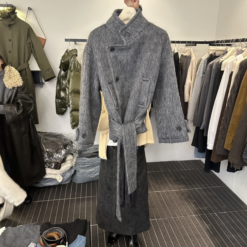 FIND-P東大門實拍女裝新款真品時尚人氣熱賣短款大衣含腰帶FIND-P短款大衣圖色1