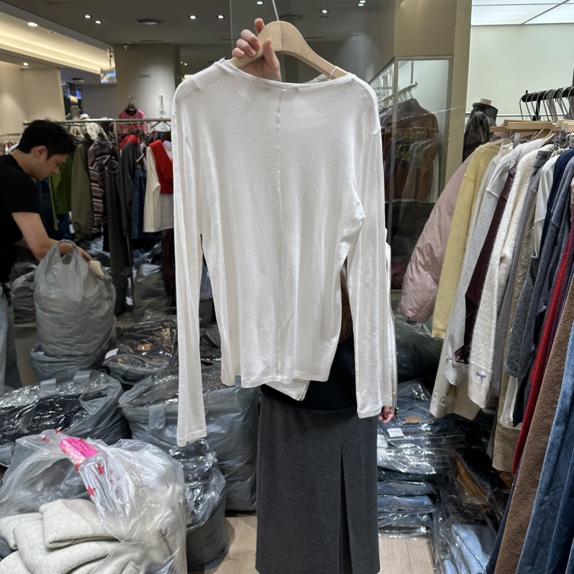 BRUNI/RICOTTA韓國代購女裝新品休閑真品長袖T恤羊毛絲綢BRUNI/RICOTTA長袖T恤
